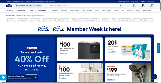 Security scan screenshot of https://lowes.com