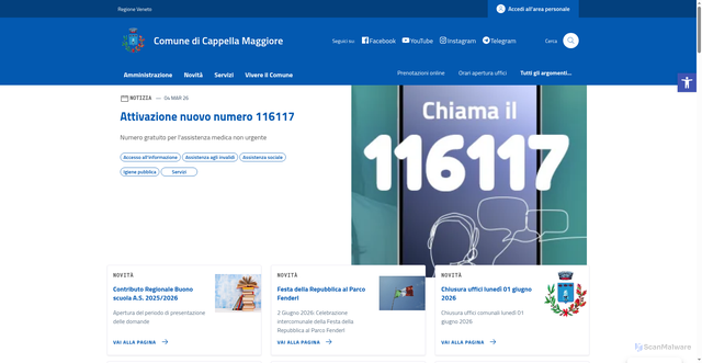 Security scan screenshot of https://www.comune.cappellamaggiore.tv.it