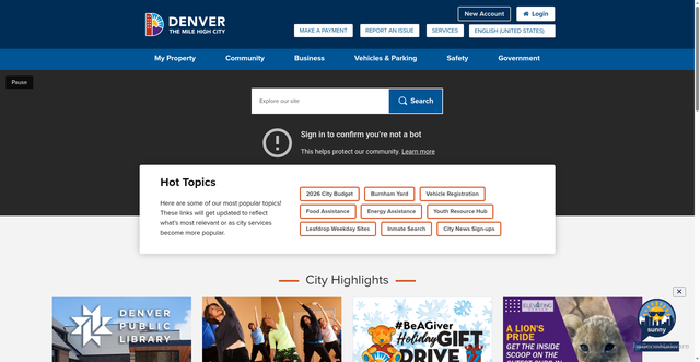 Security scan screenshot of https://www.denvergov.org/