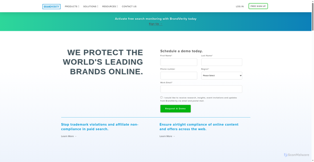 Security scan screenshot of https://@brandverity.com