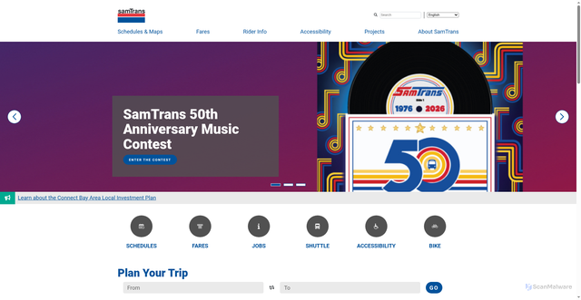 Security scan screenshot of https://www.samtrans.com/