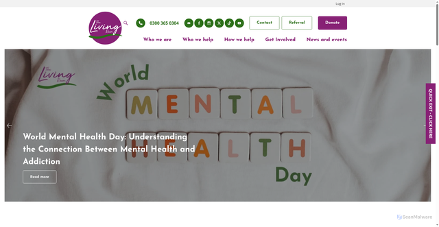 Security scan screenshot of https://livingroomherts.org