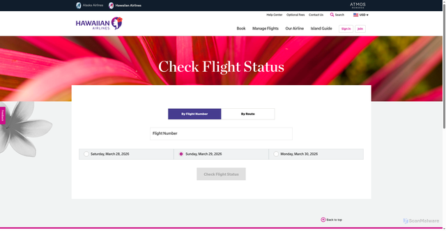 Security scan screenshot of https://flightstatus.hawaiianairlines.com/