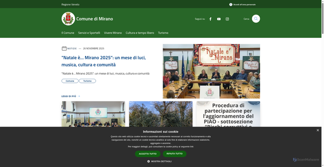 Security scan screenshot of https://www.comune.mirano.ve.it/it