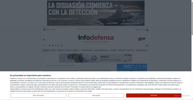 Security scan screenshot of https://www.infodefensa.com/tag/guardia-costera-estados-unidos