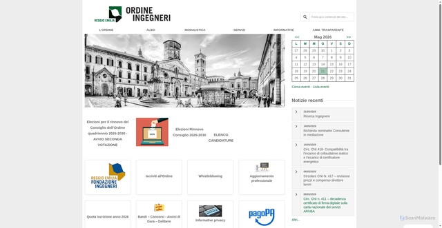 Security scan screenshot of https://www.ordineingegneri-re.it