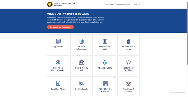 Security scan screenshot of https://oneidacountynyvotes.gov/