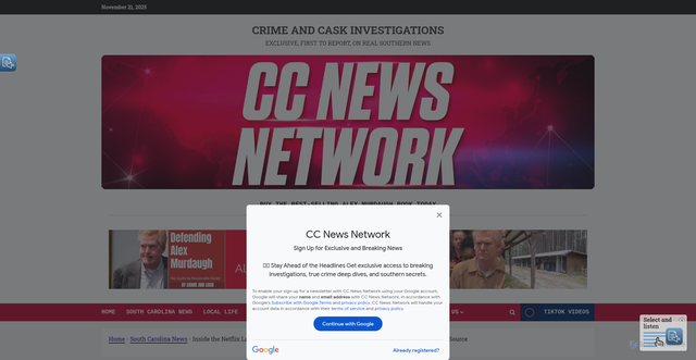 Security scan screenshot of https://crimeandcask.com/netflix-and-buster-murdaugh/?srsltid=AfmBOopOhDFLMTLmZeiXzlMzT32avyhcey8iWaDdrCSd7oZEpvCDxeHh