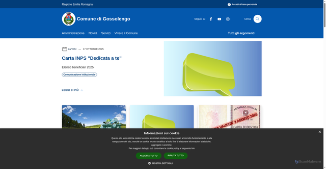 Security scan screenshot of https://www.comune.gossolengo.pc.it/it