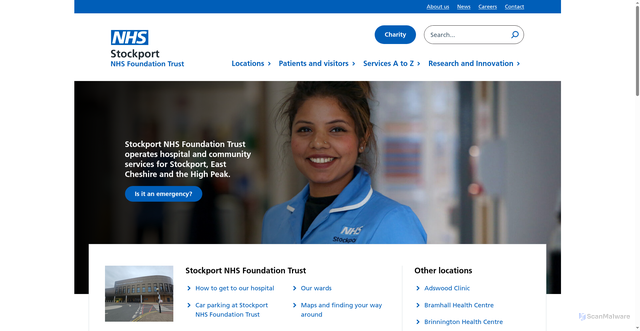 Security scan screenshot of http://www.stockport.nhs.uk