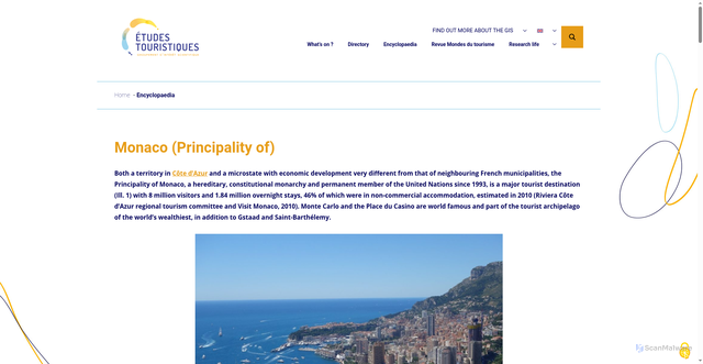 Security scan screenshot of https://gisetudestouristiques.fr/en/encyclopedie/monaco-principality-of/