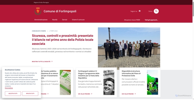 Security scan screenshot of https://www.comune.forlimpopoli.fc.it