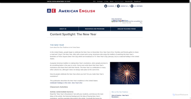 Security scan screenshot of https://americanenglish.state.gov/content-spotlight-new-year
