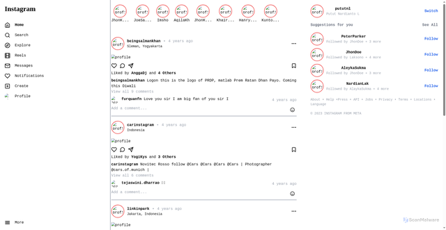 Security scan screenshot of dummy-homepage-instagram.vercel.app