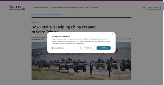 Security scan screenshot of https://www.rusi.org/explore-our-research/publications/commentary/how-russia-helping-china-prepare-seize-taiwan