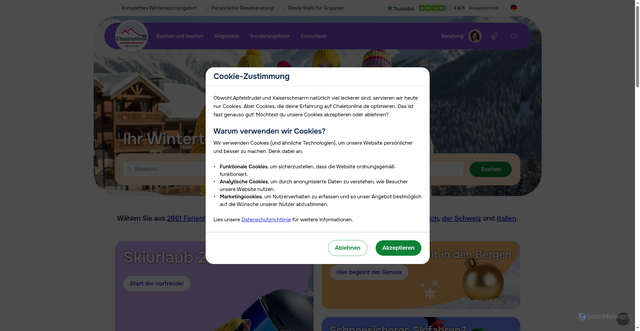 Security scan screenshot of https://www.chaletonline.de