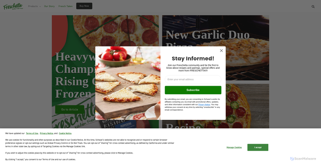 Security scan screenshot of https://www.freschetta.com/?srsltid=AfmBOoqpCDPo70xql_0asEHKNwQcxZUlsvlJ9zamSZyH7yGmX5aBmvD9