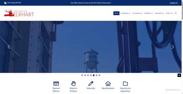 Security scan screenshot of https://cityofelkharttx.gov/