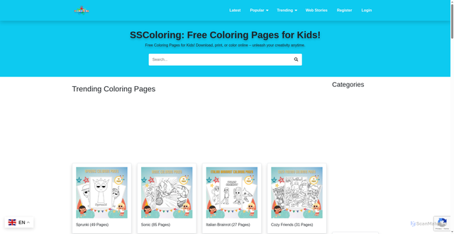 Security scan screenshot of https://sscoloring.com