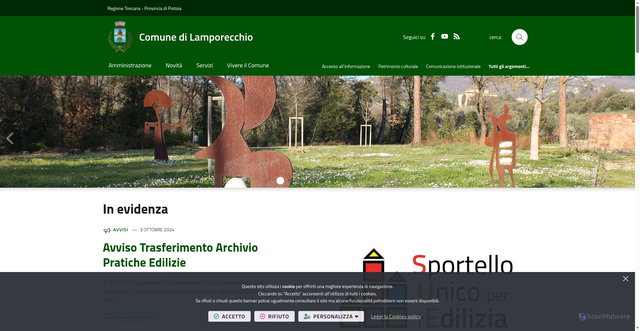 Security scan screenshot of https://www.comune.lamporecchio.pt.it/it-it/home