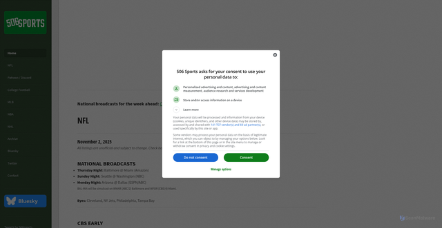 Security scan screenshot of https://506sports.com/