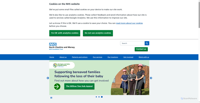 Security scan screenshot of https://www.bridgewater.nhs.uk/