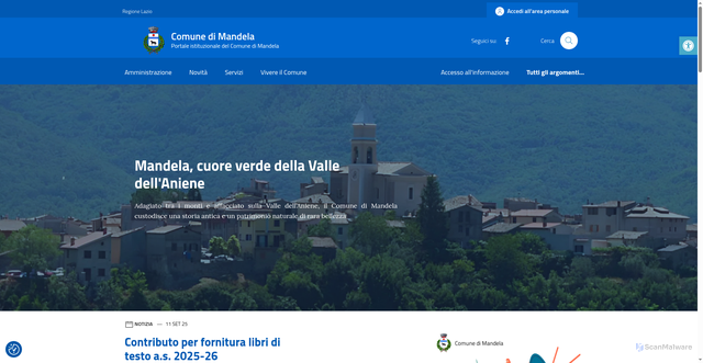 Security scan screenshot of https://comune.mandela.roma.it/