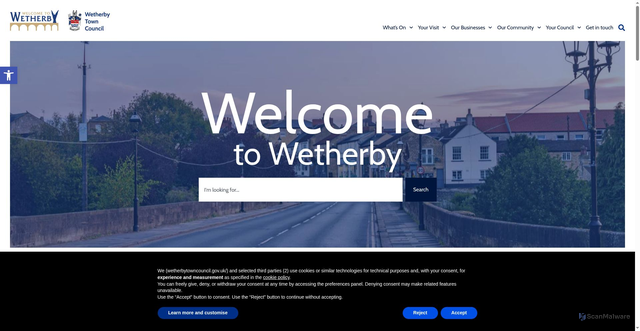 Security scan screenshot of https://wetherbytowncouncil.gov.uk/