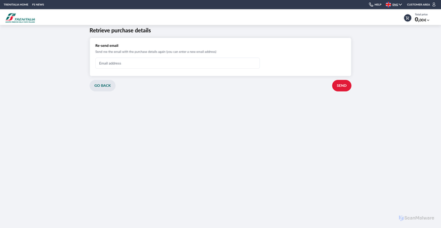 Security scan screenshot of https://www.lefrecce.it/Channels.Website.WEB/#/recovery-mail?recoveryCode=1833988228