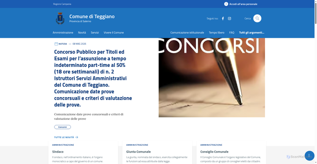 Security scan screenshot of https://www.comune.teggiano.sa.it