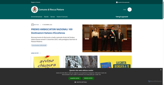 Security scan screenshot of https://www.comune.roccapietore.bl.it/it