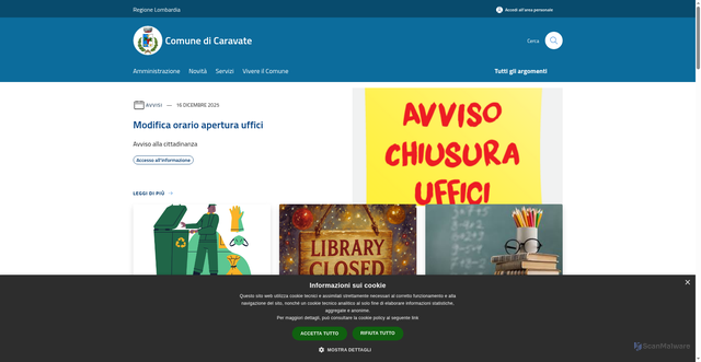 Security scan screenshot of https://www.comune.caravate.va.it/it