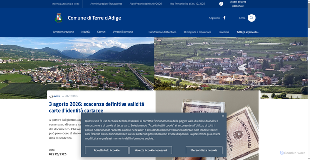 Security scan screenshot of https://www.comune.terredadige.tn.it