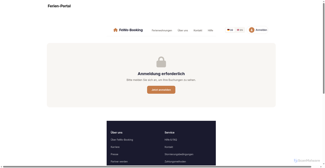 Security scan screenshot of https://ferienwohnung-portal.de/meine-buchungen/?lang=en