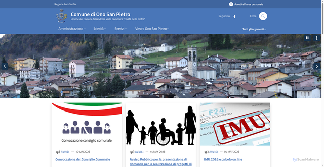 Security scan screenshot of https://www.comune.ono-san-pietro.bs.it