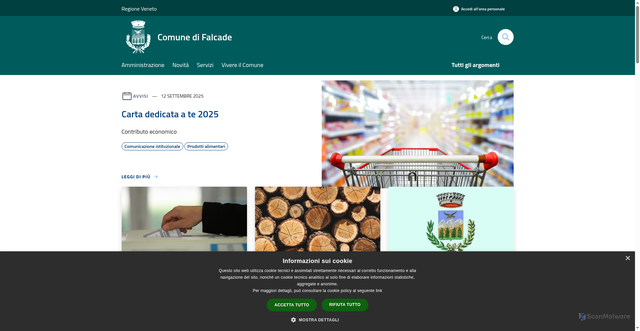 Security scan screenshot of https://www.comune.falcade.bl.it/it