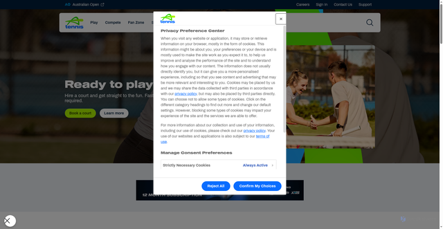 Security scan screenshot of https://tennis.com.au