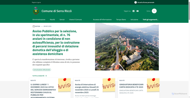 Security scan screenshot of https://comune.serraricco.ge.it/