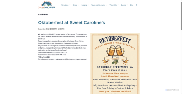 Security scan screenshot of https://visitwinchesterva.com/event/oktoberfest/