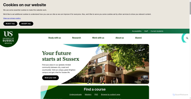 Security scan screenshot of https://www.sussex.ac.uk