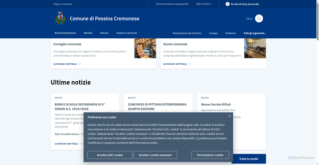Security scan screenshot of https://www.comune.pessinacremonese.cr.it