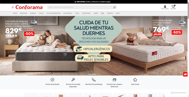 Security scan screenshot of https://conforama.es