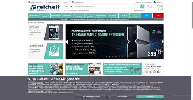 Security scan screenshot of https://www.reichelt.de