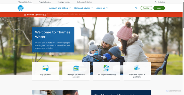 Security scan screenshot of http://www.thameswater.co.uk