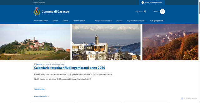 Security scan screenshot of https://www.comune.casasco.al.it/