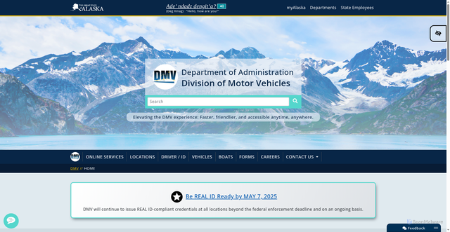 Security scan screenshot of https://dmv.alaska.gov/