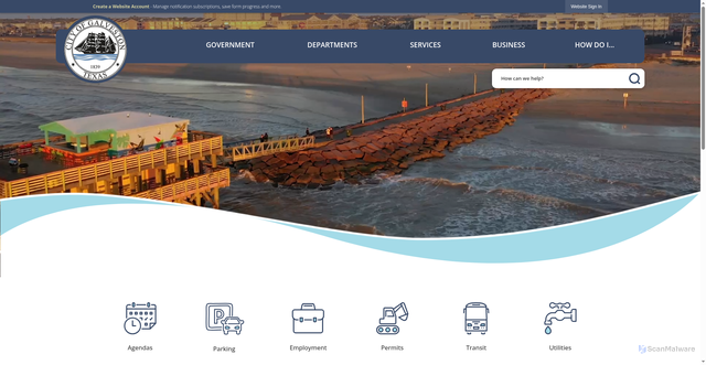 Security scan screenshot of https://galvestontx.gov/