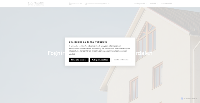 Security scan screenshot of https://brandochfogteknik.se