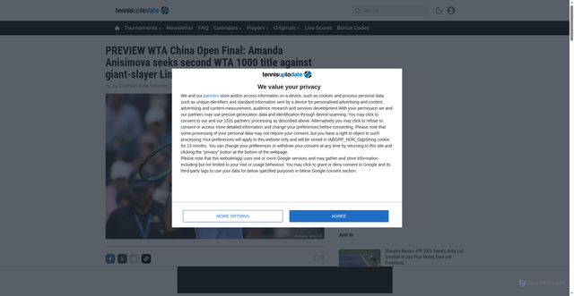 Security scan screenshot of https://tennisuptodate.com/wta/preview-wta-china-open-final-amanda-anisimova-seeks-second-wta-1000-title-against-giant-slayer-linda-noskova
