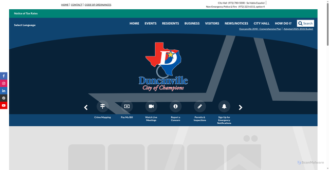 Security scan screenshot of https://www.duncanvilletx.gov/